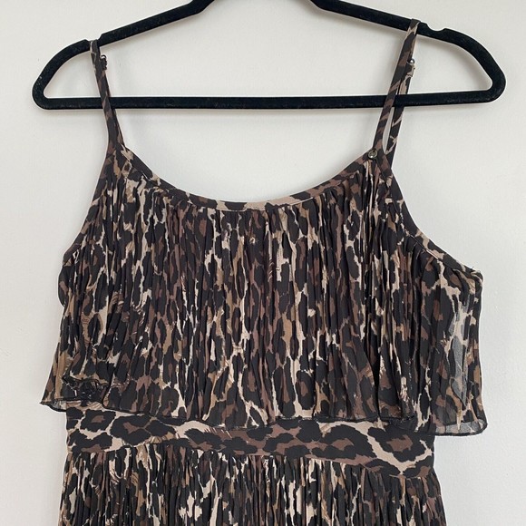 Guess Leopard Print Chiffon Mini Dress - Size 9 - Picture 2 of 9